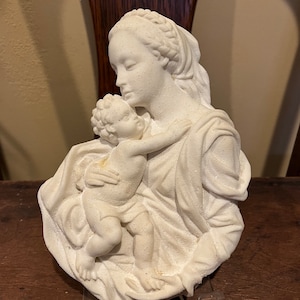 UITSTEKEND! Religieuze Madonna met kind gips muurhanger