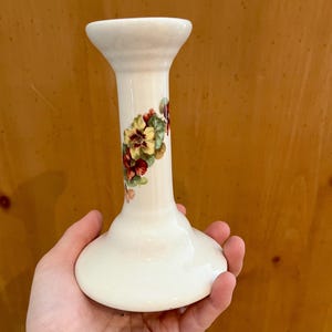 VINTAGE! Bone China Hibiscus Floral Candlestick