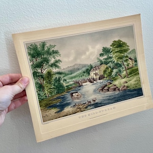 VINTAGE! Currier & Ives &#39;The Mill Stream&#39; Waterscape Print
