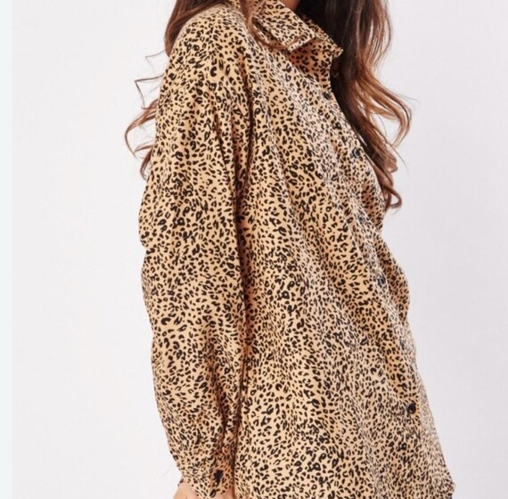 VINTAGE! Cheetah Print Button Down Blouse - image 1