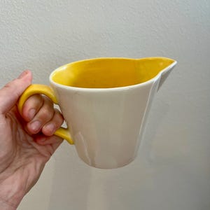 VINTAGE! Yellow and White Czechoslovakian Ceramic Creamer Pitcher