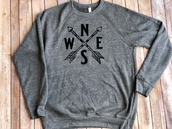 Arrow Compass Shirt | Fall Sweatshirt | Womens Shirt | Mens Shirt | Hiking Shirt | Adventure Awaits | Sweatshirt | Boho | Graphic Shirt