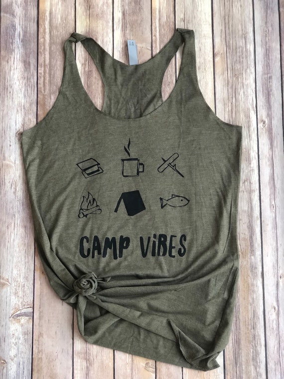 Camp Vibes Tank | Womens Tank | Womens Shirt | Camping | Hiking Shirt | Roadtrip Shirt | Tank Top | Smores Tent Coffee | Graphic Tee | Women