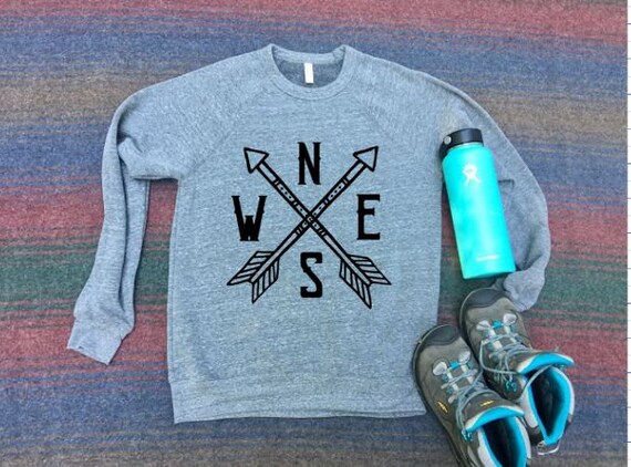 Arrow Compass Shirt | Fall Sweatshirt | Womens Shirt | Mens Shirt | Hiking Shirt | Adventure Awaits | Sweatshirt | Boho | Graphic Shirt