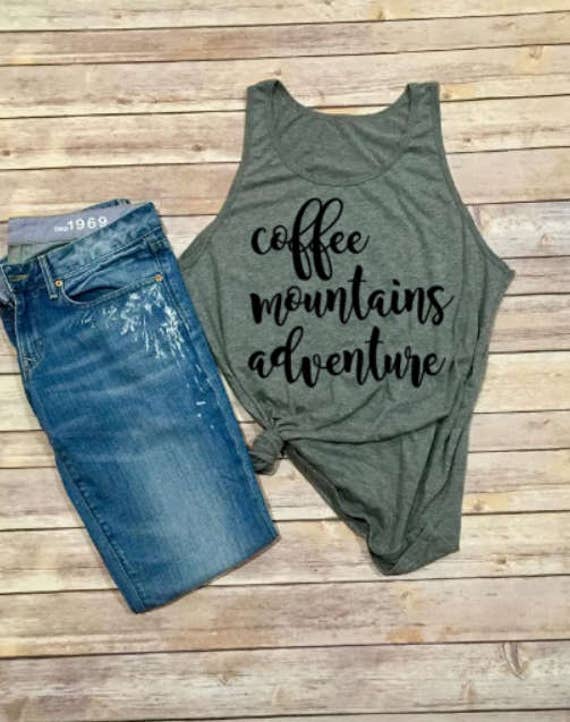 Coffee Mountains Adventure | Mountains Tank | Tank Top | Womens Clothing | Womens Shirt | Womens Tee | Womens Tank | Hiking Shirt | Camping