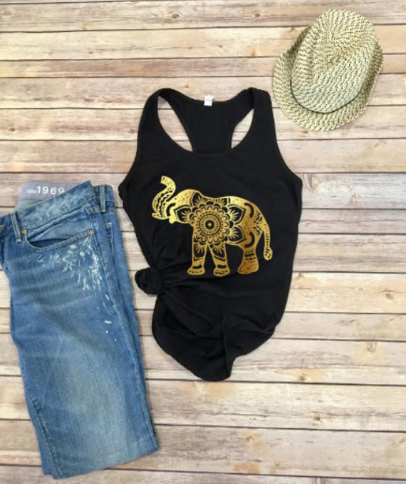 mandala shirt- bohemian womens clothing- womens tank- Women's Shirt - Yoga Shirt - Elephant Shirt - Gift for Her - Gift for Mom - Gift for w
