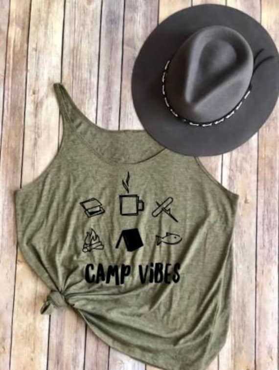 Camp Vibes | Womens Tank | Tank Top | Womens Shirt | Hiking | Camping | Wanderlust | Foodie | Clothing | Tops and Tees | Roadtrip