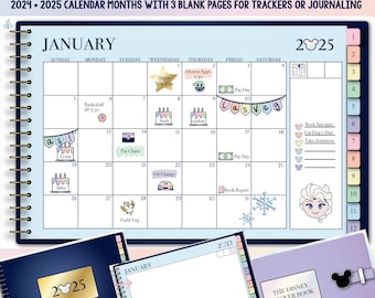 Happiest Planner on Earth, 2024 & 2025 Calendars with Goodnotes PRE-CUT Theme Park Sticker and Tracker Book