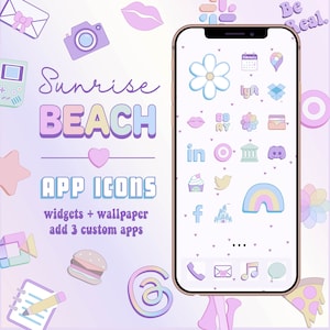 Sunrise Beach App Icons: Pastel iOS, iPad & Android Theme (Digital Download)