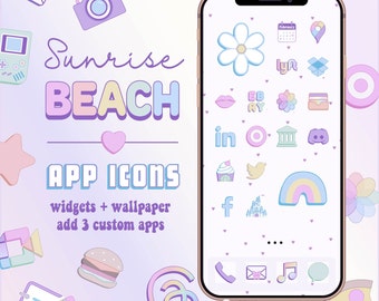Sunrise Beach App Icons: Pastel iOS, iPad & Android Theme (Digital Download)