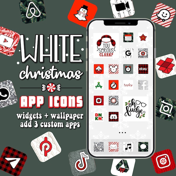 White Christmas App Icons | Xmas App Icons Bundle | Holidays Aesthetic Home Screen