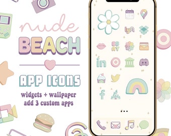 Neutral Beach App Icons: Graues iOS + Android Theme (Digitaler Download)