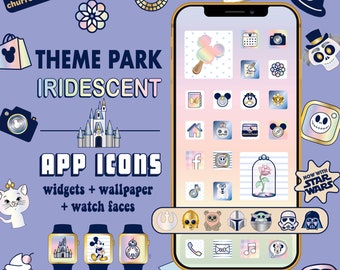 Schillernder Freizeitpark App Icons: iOS + Android (Digitaler Download)