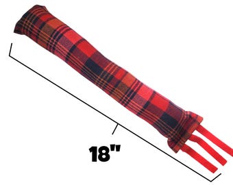 Red Plaid Flannel Kick Stick With Tassels - 18" Long - Refillable