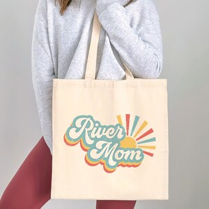 River Mom Tote Bag, Boat Tote, River Life, Lake Life, Reusable Bag, Snack Bag, Mom Bag, Lake Day Tote, Diaper Bag Tote, Sunshine Tote, Retro