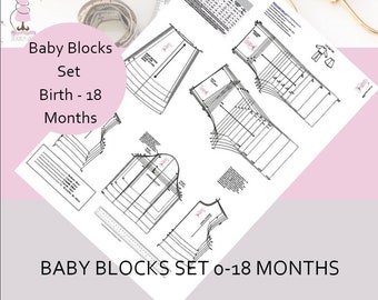 Baby Pattern Basic Blocks - Age 0 to 18 Months - Full Set - Latest Sizing! Ideal For Small Fashion Business