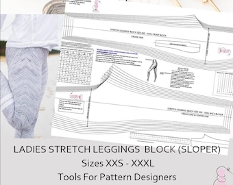 Stretch Knit Pants - Leggings-Tights Block- Professional Pattern Cutting Blocks - Size XXS-XXL Ideal for Pattern Cutters & Designers