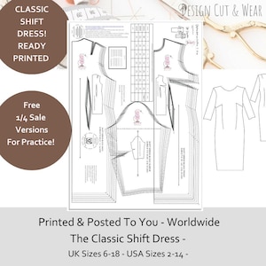 Fashion Pattern Block SHIFT DRESS BLOCK Sizes 6 to 18 Uk 2-14 Usa Sloper-Semi Fitted Shape Tools For Pattern Designers Printed Version image 1