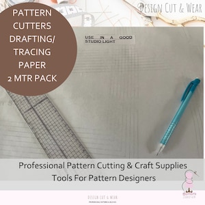 Pattern Cutters Drafting / Tracing Paper -50 gsm- Trace in a Good Studio Light - 2 meter Pack - Professional Pattern Cutting Studio Supplies