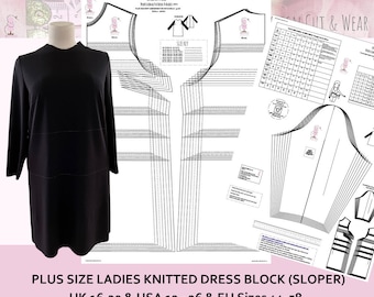 Plus Size Knitted Dress Block UK Size 16 to 30- US Size 12 to 26 - European Size 44&#39;&#39; to 58&#39;&#39; - Sloper - Make Your Own Patterns & Designs!