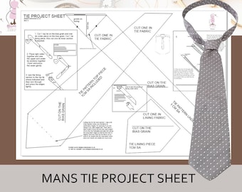 Tie Pattern Sheet - Making Instructions - Make your own Funky Tie! Ideal for Wedding Ties! - A1 Project Sheet - Printed & Posted to You!