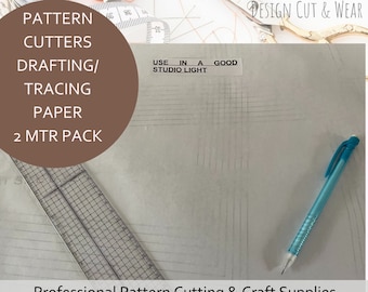 Pattern Cutters Drafting / Tracing Paper -50 gsm- Trace in a Good Studio Light - 2 meter Pack - Professional Pattern Cutting Studio Supplies