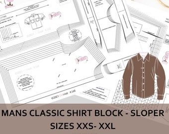 Menswear Blocks Range - Classic MANS Shirt Block (Sloper) 34 to 46 inch chest - Ideal For Pattern Cutters and Small Fashion Business