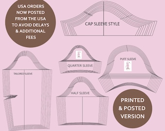 5 Designer Sleeve Styles To Go With The Design Cut & Wear Basic Bodice Block - Ready Drafted and Graded Sleeves - Printed and Posted to You