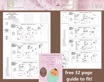 BABY Bodice Block - Birth - 24 Months - Height 56-92 CM -22 1/16- 36 1/4”- Professional Detailed Size Charts Supplied - A0 Copy Shop Version