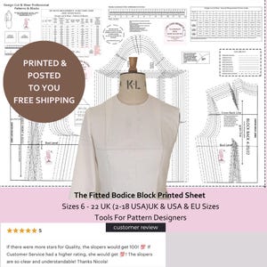 Basic ausgestatteter Mieder-Block UK 4-22 * -USA (0-18 *) & EU Größenkonvertierungen! Ideal für Designer Schnittmacher und Schneiderinnen! Gedruckt und Verschickt