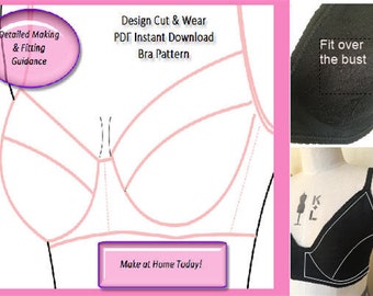 Basic Bra Pattern Block - With Detailed Sewing and Fitting Guide- PDF Instant Download- Cup Size AA- D - Ideal For small fashion business.