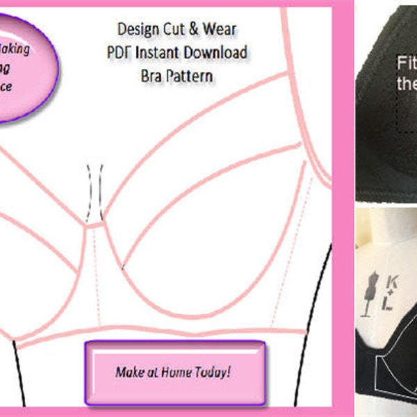 Basic Bra Pattern Block - With Detailed Sewing and Fitting Guide- PDF Instant Download- Cup Size AA- D - Ideal For small fashion business.