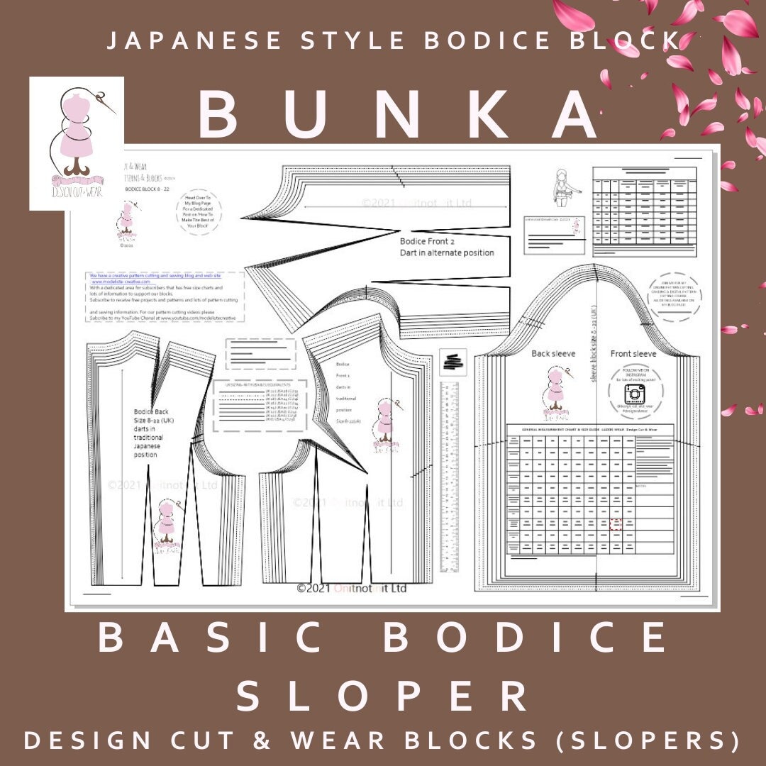 BUNKA Japanese Inspired Basic Bodice Block U K Sizes 8-22 - USA ...