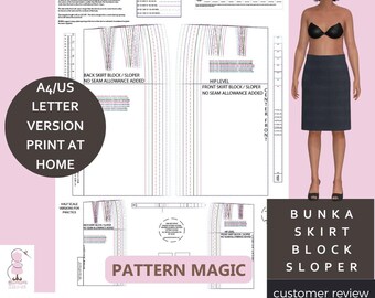 BUNKA Style Skirt Block U K 8-22* -USA (4-18*) & EU size conversion! Ideal for Designer Pattern Makers or Dressmakers! A4-U S Letter Version