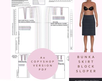 BUNKA Style Skirt Block U K 8-22* -USA (4-18*) & EU size conversion! Ideal for Designer Pattern Makers or Dressmakers! A0 Copyshop Version