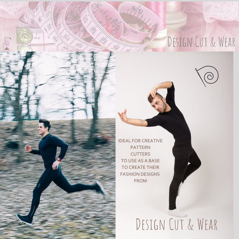 Mens Leggings Block "Meggings" Tight Stretch Mans Trouser Block- No Side Seam- Ideal For dance Wear- Sizes S-XL- Print at Home Today PDF image 6