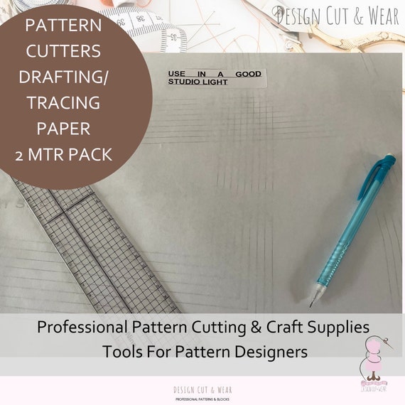 Pattern Cutters Drafting / Tracing Paper -50 gsm- Trace in a Good Studio Light - 2 meter Pack - Professional Pattern Cutting Studio Supplies