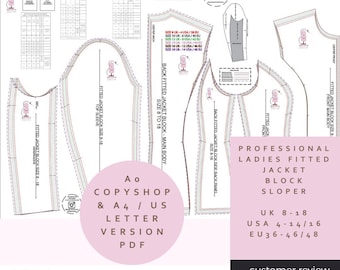 Ladies Fitted Jacket Block / Sloper - A0 Copyshop Version & A4 / US Letter Version - Print Yourself