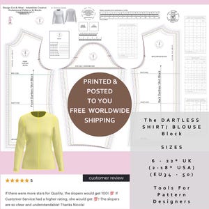 Blocco per camicetta/camicia senza freccette (Sloper), ideale come punto di partenza per camicie e bluse! - Stampato e spedito a te - Perfetto per i principianti.