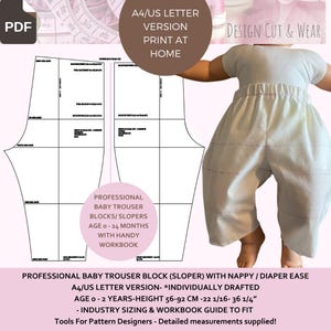 BABY Broek-/broekblok -Geboorte: 24 maanden -Hoogte: 56-92 CM -22 1/16- 36 1/4"- Professionele maattabellen meegeleverd - A4 - Amerikaanse letterversie