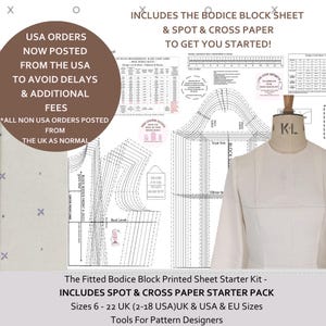 Basic ausgestatteter Mieder-Block - Sloper UK Größen 8-22 - USA (2-18) und europäische Größenkonvertierungen! Starter Kit - * Mit zusätzlichem Spot & Cross Paper Pack