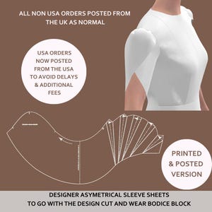 Peut inclure: Une robe blanche avec des manches asymétriques est présentée. L'image comprend le texte "ALL NON USA ORDERS POSTED FROM THE UK AS NORMAL" et "USA ORDERS NOW POSTED FROM THE USA TO AVOID DELAYS & ADDITIONAL FEES."
