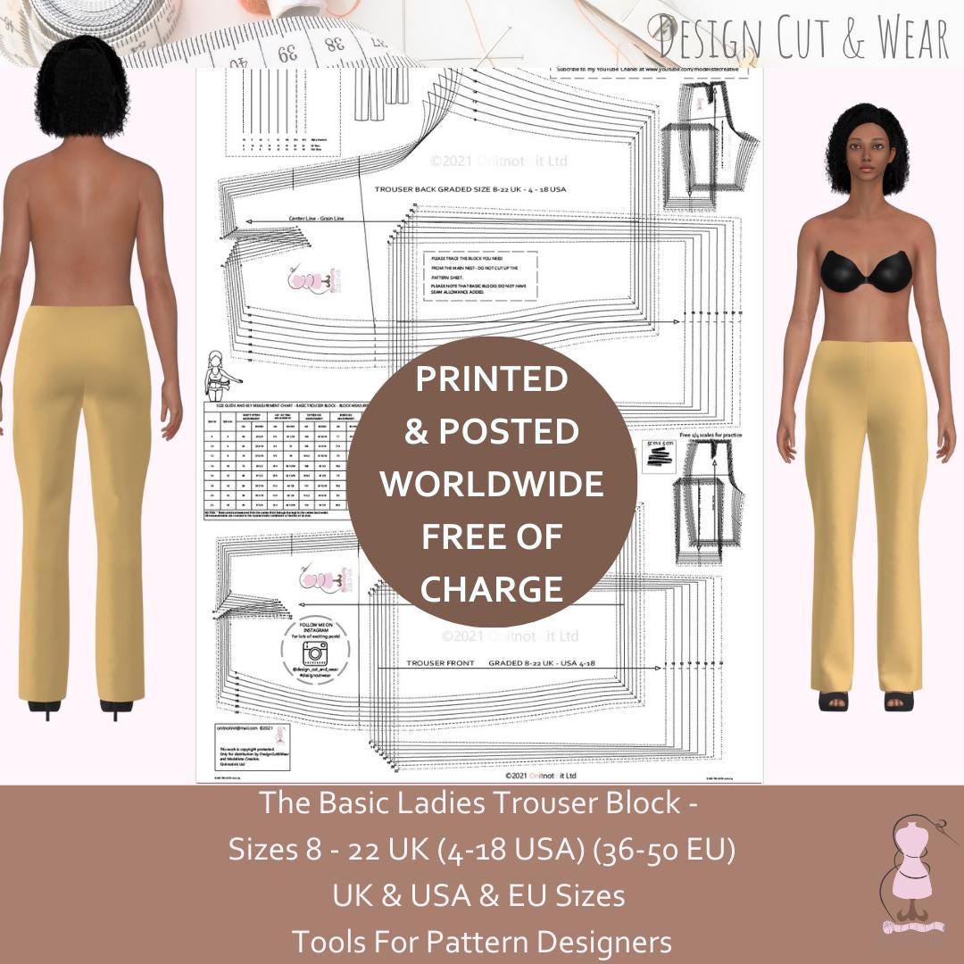 Basic Trouser Block - UK 8 -22 (US 4- 18) (EU 36-50) for Designers and ...