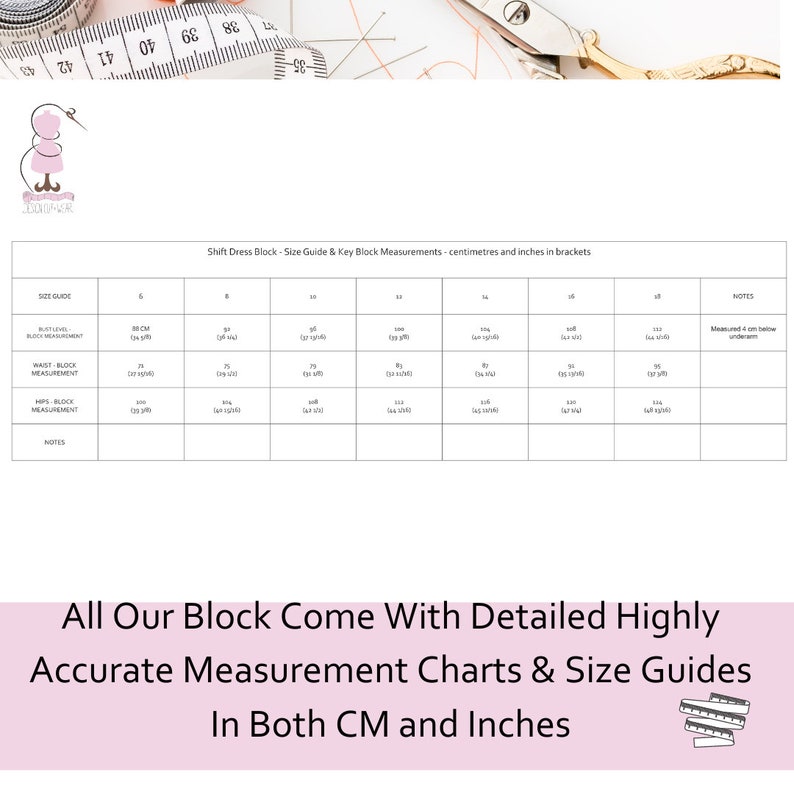 Fashion Pattern Block SHIFT DRESS BLOCK Sizes 6 to 18 Uk 2-14 Usa Sloper-Semi Fitted Shape Tools For Pattern Designers Printed Version image 3