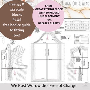 Basic Fitted Bodice Block UK 4-22 USA 0-18 & EU size conversions Ideal for Designer Pattern Makers and Dressmakers Printed and Posted image 2