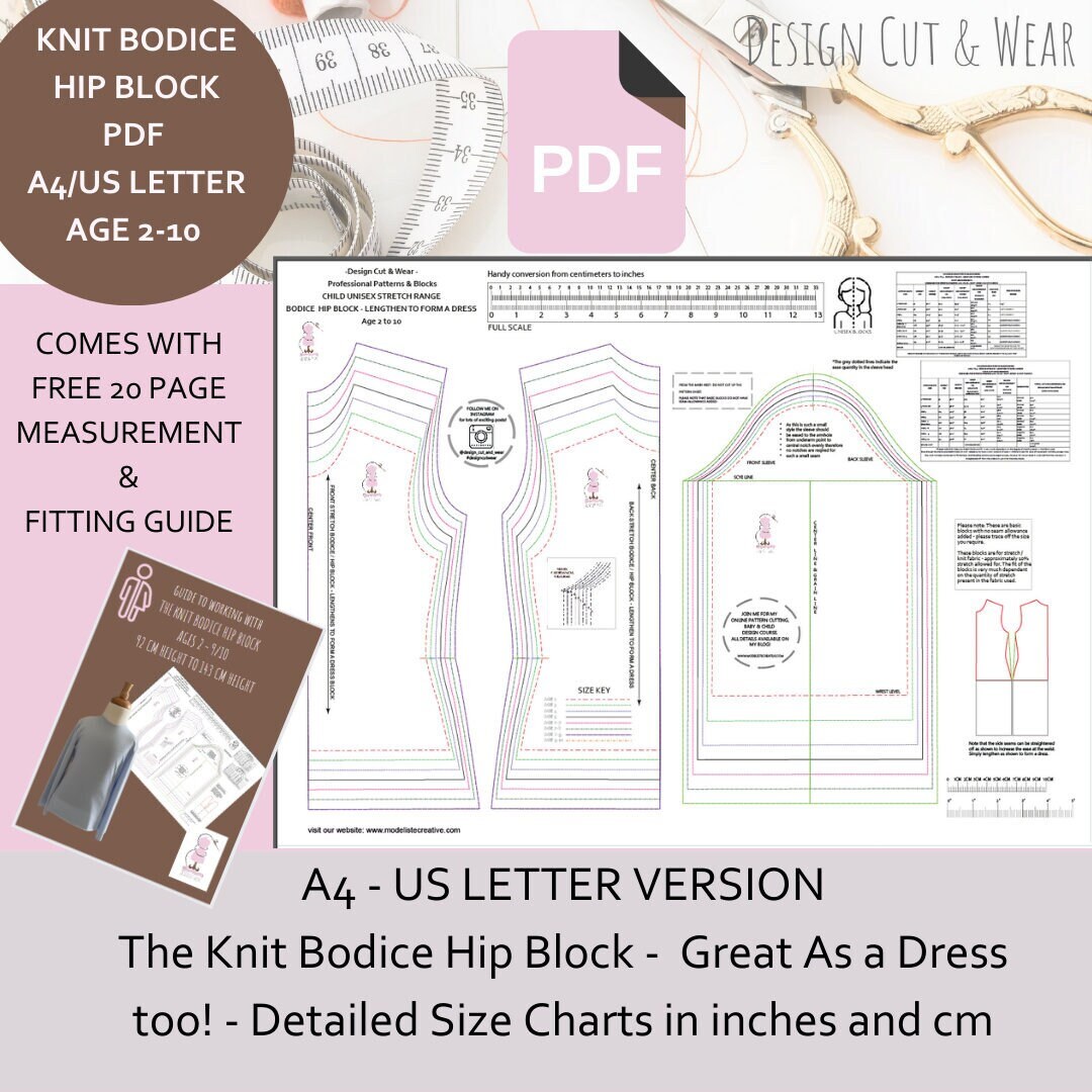Child Bodice Hip Block Knit stretch Age 2 9 10 Height 92cm 145cm A4 us Child Bodice Hip Block Knit stretch Age 2 9 10 Height 92cm 145cm A4 us
