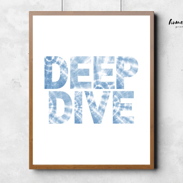 Deep Dive Office Typography Print Wall Art, Office Wall Art for Women, Corporate Jargon Printable, Tie Dye Home Office Decor