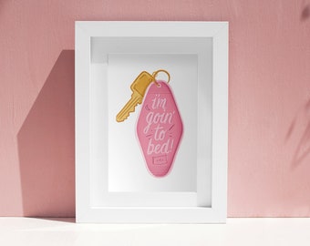 I'm Going To Bed Keychain Illustration Print, Nap Queen, Sleepy Girl Bedroom Wall Art, Maximalist Bedroom Decor, Funny Girl Room Pink Decor