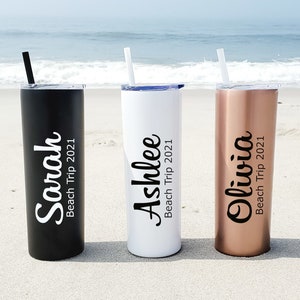 Personalized Name Tumbler, Girls Trip Gift, Birthday Trip Cup, Girls Weekend Gift, Stainless Steel Water Bottle, Beach Cups, Vacation Gift