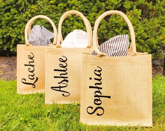 Beach Party Bag Personalized Burlap Beach Tote Bridesmaid Gift Destination Wedding Gift Bag Beach Bachelorette Favor Bags Birthday Trip Bags